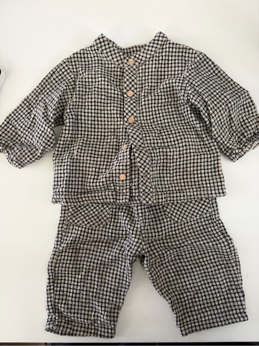 Cutest Zara Checkered Cotton/Linen Set - Beige & Black